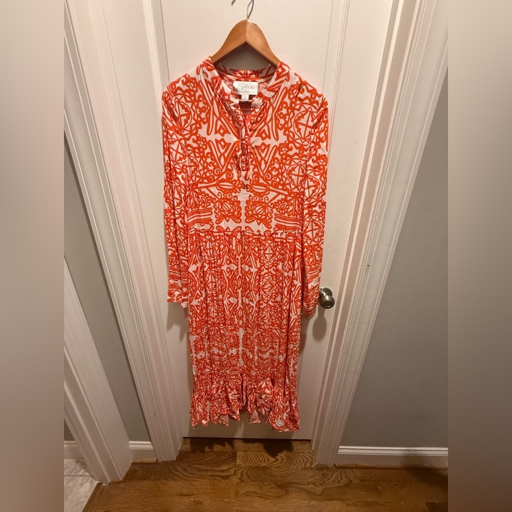 Anthropologie Orange Ruffled Tiered Sundress size M - Picture 2 of 12